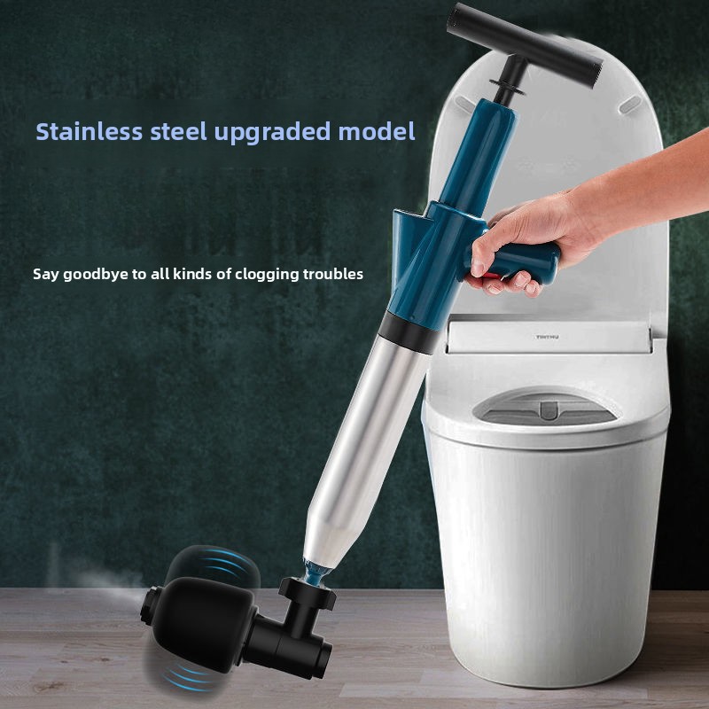 Plunger Toilet - 高圧エアドレンブラスター 浴室シンク下水道排水詰まり除去ツール ステンレス鋼製トイレプランジャー パイプライン詰まり除去器