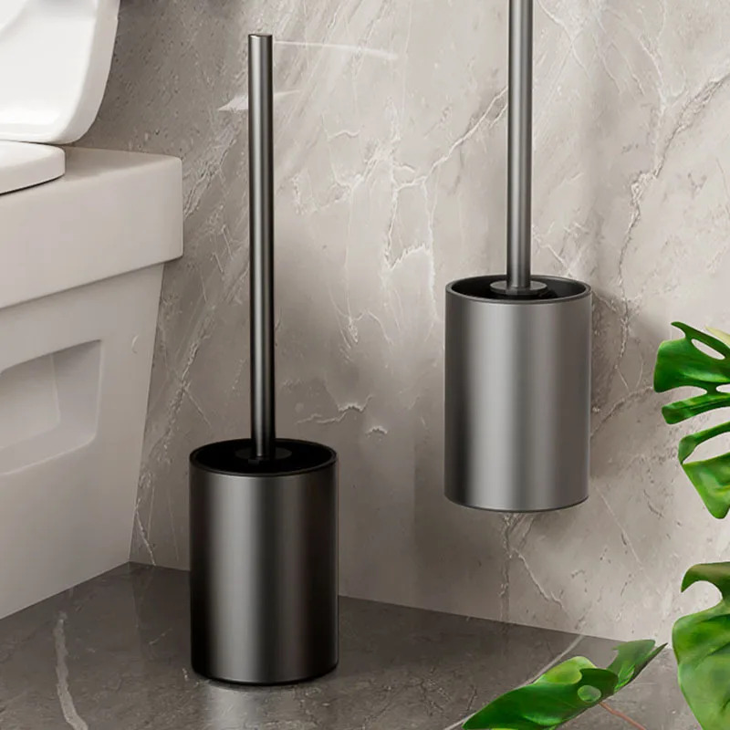 Plunger Toilet - 浴室トイレブラシホルダークリーニングツールスペースアルミ壁掛けドリルなし垂直トイレブラシ浴室付属品