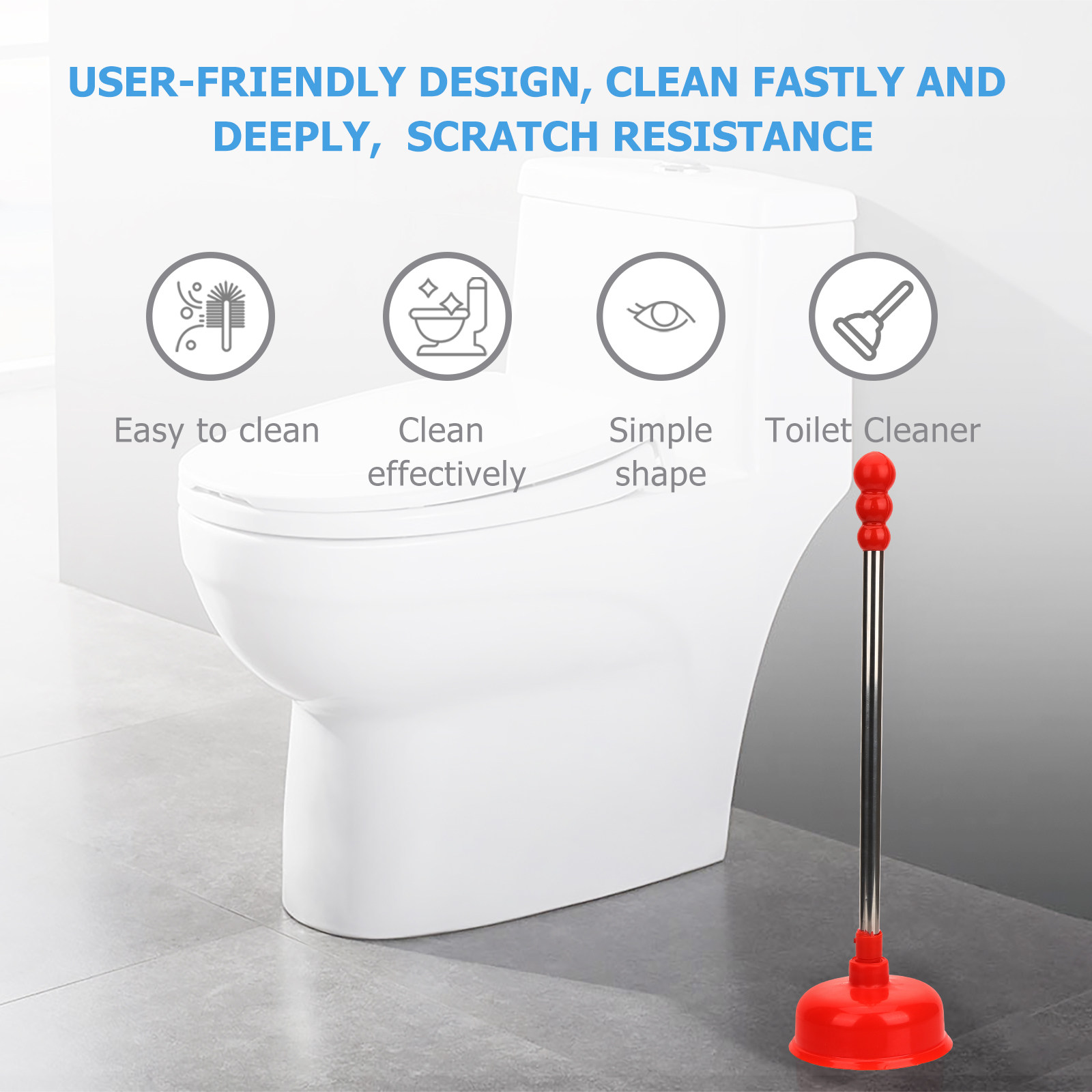 強力な吸盤を備えた、耐久性に優れた長柄のトイレ用プランジャー - Plunger Toilet のレビューと価格
