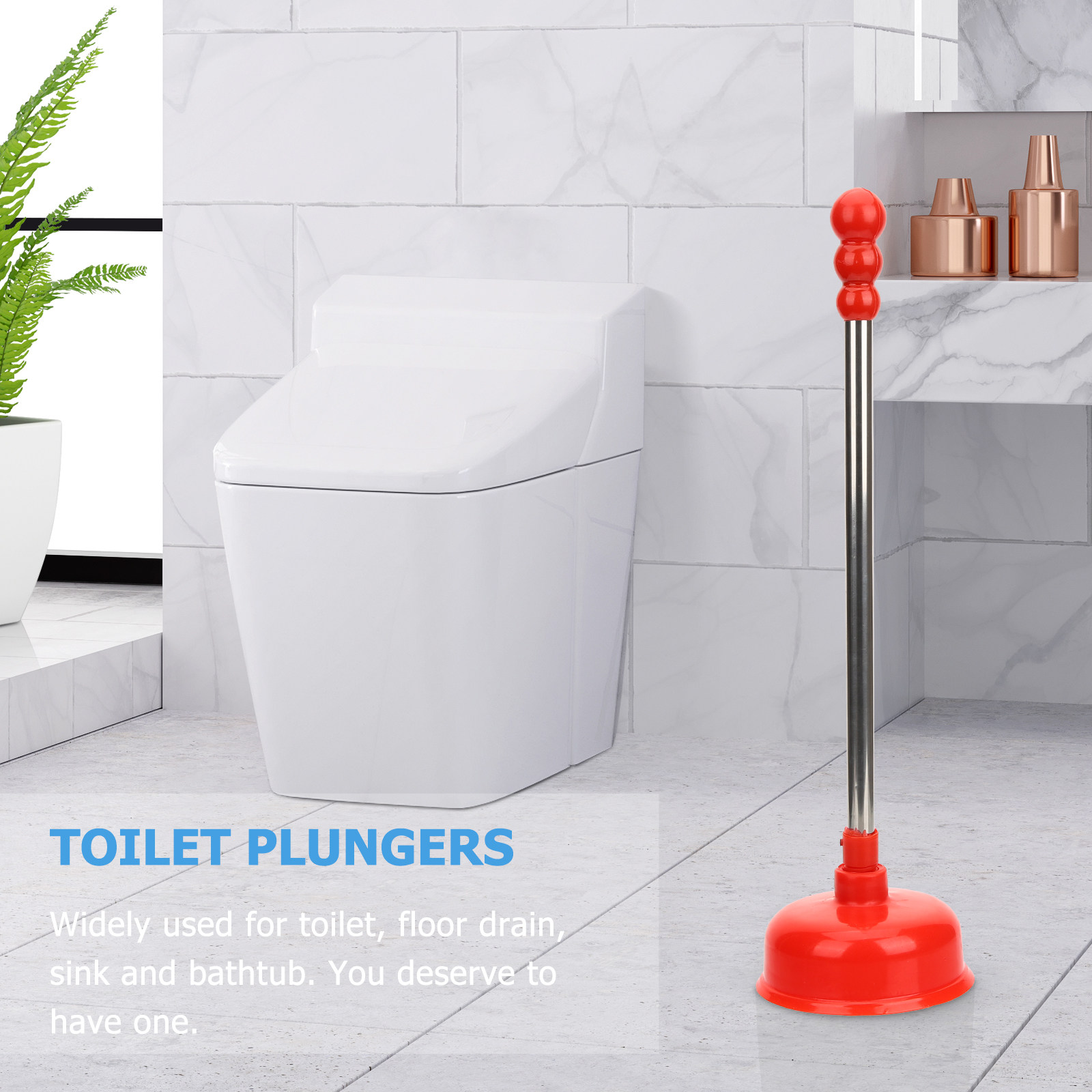 強力な吸盤を備えた、耐久性に優れた長柄のトイレ用プランジャー - Plunger Toilet のレビューと価格