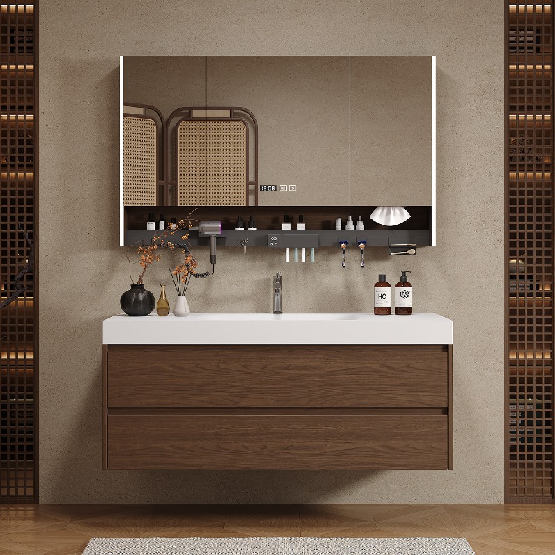 木製パーティションバスルームキャビネット高級モダンスペースセ - Home Bathroom Vanity Combo のレビューと価格