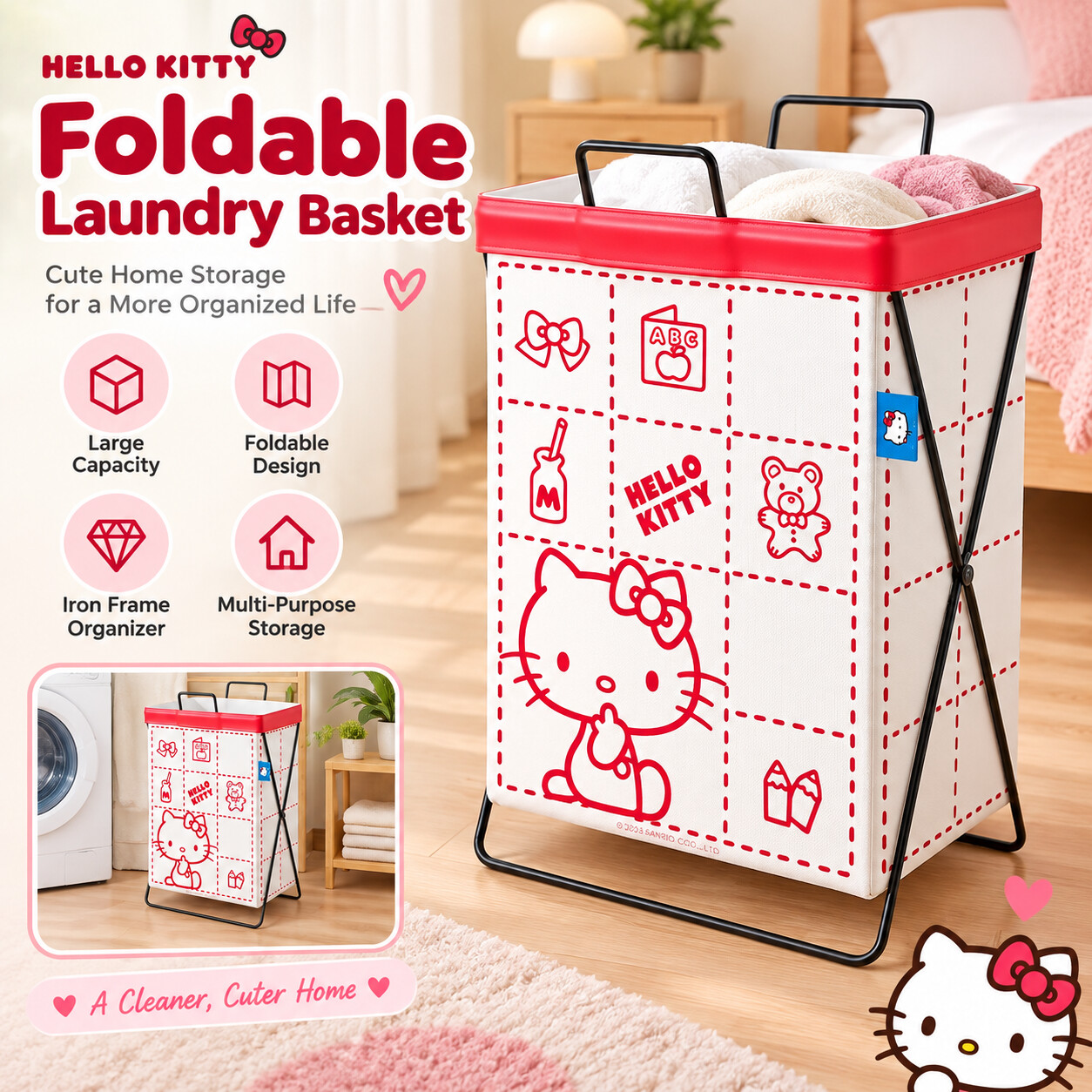 シナモロール、クロミ、サンリオ、スチールフレーム製、衣類収納 - Home Edit Bathroom Storage のレビューと価格